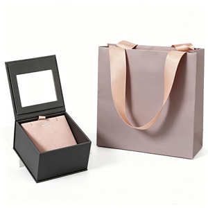 Sustainable Magnetic Closure <b>Mirror</b> Window Jewelry Packaging <b>Box</b> Sets Wholesale Custom Logo Available Gold Hot Stamping - Product Image 3