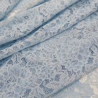 Tissu en dentelle florale en coton de haute qualité YY, tissu en dentelle brodée en nylon bleu clair pour robes de soirée et couture