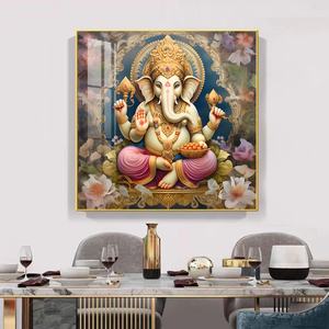 Decoración del Hogar Personalizada al por Mayor con Impresión de Alta Definición, Cuadro de Porcelana de Cristal Cuadrado con Elefante Abstracto, Marco LED - Product Image 1