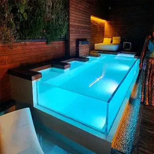 AUPOOL-piscina sobre el suelo de cristal, piscina con Panel acrílico
