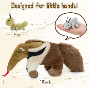 Gioco Interattivo di Alimentazione Animale: Peluche Magnetico Anteater Marrone con Coda Soffice e 3 Formiche, 45 cm - Avventura nella Natura Selvaggia - Product Image 4