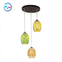 Lustre LED vintage en fer doré fait main, style arabe exotique, taille moyenne, suspension pour salle à manger