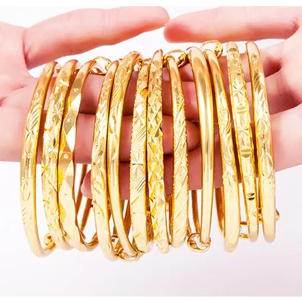PUSHI 24 Karat Gold Farbe Dubai Verstellbare Ethlyn Mode Dubai Gold Schmuck Gold Farbe Armreifen & Armbänder Geschenks chmuck