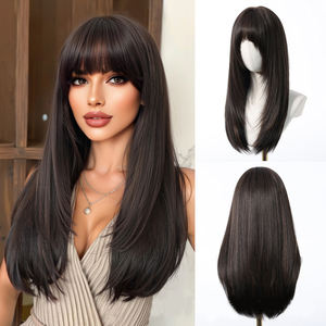 Peluca de Cabello Sintético Suave al por Mayor para Mujer con Flequillo, Estilo Largo y Liso - Ecológica y Portátil para Uso Diario y Fiestas - Product Image 1