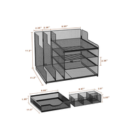 Organisateur de bureau en métal à 5 niveaux avec porte-fichiers et tiroir, plateau à papier pour fournitures de bureau