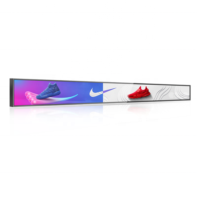 23in 24in 28in 37in 43in 49in Stretched Bar LCD TV Digital Shelf Edge Ultra Wide Screen Android OS for Shopping Mall Animation