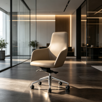 Chaise de bureau pivotante exécutive minimaliste personnalisée à dossier moyen et structure monobloc pour le bureau et la maison