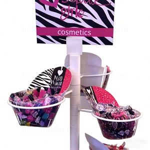 Support pour éponge à maquillage, présentoir cosmétique, support de sol en métal portable avec roulettes pour la présentation en magasin de beauté et en salon - Product Image 5