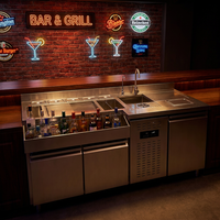 Station de travail intégrée pour cocktails avec évier et rince-verres, équipement de bar pour bar commercial