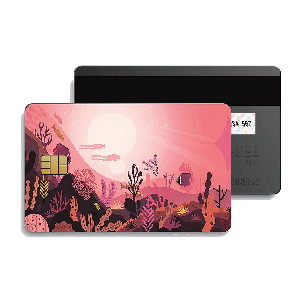 Custom Card Sticker with Anime Style Underwater World Removal Credit Card Debit Card Sticker for Chip with Stickers