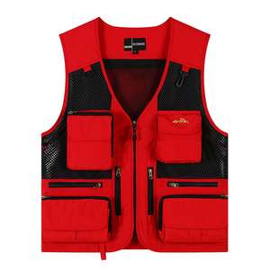 سترة متعددة الجيوب لمعدات التصوير الفوتوغرافي مع شعار مطبوع، سترة للمخرجين والمراسلين وطاقم الإنتاج الإعلامي، مقاسات كبيرة للرجال - Product Image 2