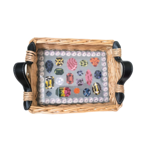 Tay-crafted wicker needlepoint khay với nhiều màu sắc đá quý Assortment Acrylic chèn và xử lý để lưu trữ - Product Image 3
