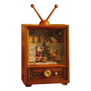 Cross-border new mini TV retro snow music TV Christmas decoration crafts Holiday gift trinkets