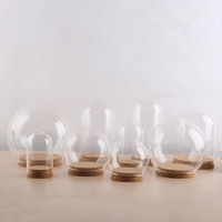 Cloche en verre borosilicate de haute qualité avec base en verre et accents en bambou, idéale pour la décoration intérieure (vente en gros)