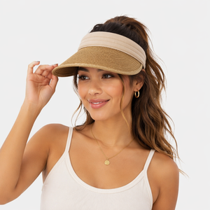 Sombrero <span class=keywords><strong>de</strong></span> <span class=keywords><strong>Paja</strong></span> <span class=keywords><strong>de</strong></span> Moda Primavera-Verano, Visera Casual para Viajes al Aire Libre, Playa y Protección Solar para Mujer - Product Image 1