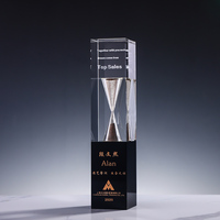 Trophée Sablier Personnalisé Créatif Fait Main Durable en Cristal K9 de Qualité Supérieure, Souvenir de Bureau, Récompense pour le Personnel