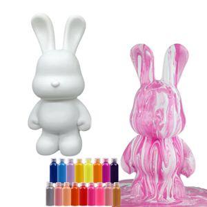人気の アート クラフト DIY フルイド ラビット トイ プラスチック製 無地 アニマル ドール ペインティング フィギュア フルイド ベア 学校の贈り物に - Product Image 1