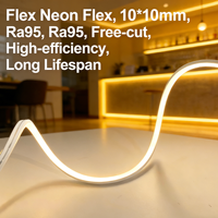 Bande LED néon flexible étanche 10*10mm, CRI élevé, DC24V, découpe libre, longue durée de vie, blanche, pour éclairage décoratif intérieur et éclairage d'accentuation architectural