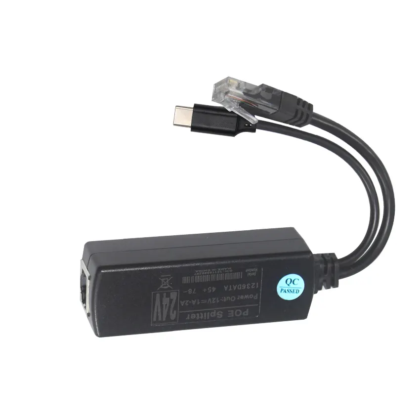 Rj45 untuk USB C konverter POE splitter Gigabit 48V untuk 5V 2.4A pasokan untuk 802.3Af/At Bridge Ponsel Voip