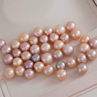 Perles d'eau douce naturelles Edison de 12-14 mm, colorées, semi-percées, rondes, froissées, légèrement imparfaites, A08 pour l'art des ongles