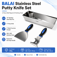 Kit de 3 outils de réparation de cloisons sèches en acier inoxydable avec spatule et raclette, poignée antidérapante, pour travaux de construction