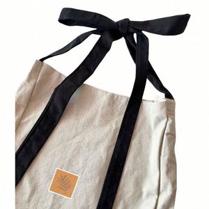 Bolsas de Mano de Lona de Algodón con Lazo, Estilo Nuevo, para Compras al por Mayor, con Logotipo Personalizado - Product Image 2