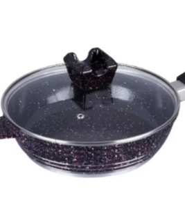 Panela de Fritura Profunda Clássica MGC de 24 polegadas com Pontos Pretos, Vermelhos Escuros e Roxos Claros, Cabo de Metal e Tampa com Contas em G ou U - Product Image 4