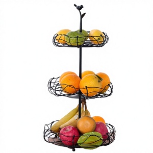 Support à fruits en métal avec porte-bananes, organisateur de rangement multi-niveaux en fil métallique pour comptoir de cuisine, décoratif pour fruits et légumes - Product Image 3