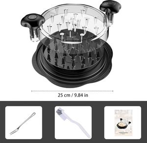 Déchiqueteur de poulet rond en plastique transparent portable, outils de cuisine, outil manuel pour déchiqueter la viande de poulet avec couvercle transparent - Product Image 4