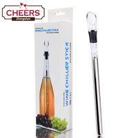 Refroidisseur de vin 2-en-1 en acier inoxydable argenté, bâtonnet refroidisseur de bouteille de vin, aérateur, verseur et décanteur pour Merlot, bière, whisky américain