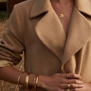 Gemnel kustom wanita 925 perak perhiasan emas berlapis intertwine lingkaran koin liontin kalung - Product Image 2