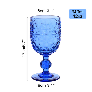 Samyo 340ml <strong>Glassware</strong> Pressed Embossed Vintage <strong>Diamond</strong> Goblet Glass Wedding Colorful Wine Glasses - Product Image 4