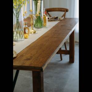 Mesa de granja de madera maciza plegable de comedor de lujo con diseño de campo francés de gran venta - Product Image 5