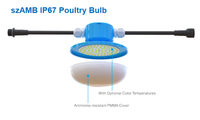 Ampoule d'éclairage pour équipement avicole 9W-15W, 130lm/W, garantie 5 ans, couvercle laiteux, lumière pour poulets IP67