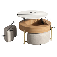 Offre Spéciale Ronde En Marbre Top Lift Table Basse Tables Gigognes Avec Pouf De Rangement