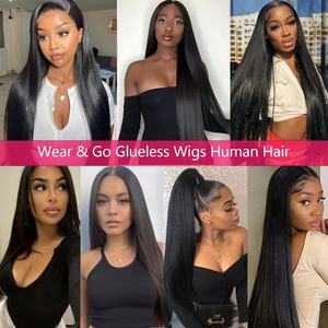 Free Sample Glueless Wigs Human <b>Hair</b> Wear and Go SDD Super Double Drawn HD Full Frontal Wigs Lace Wigs for Black Women - Product Image 6