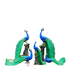 Sculpture de paon grandeur nature en fibre de verre, décoration de jardin extérieur, statue animale pour aménagement paysager de parc - Product Image 1
