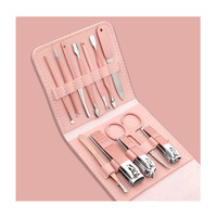 Outils de soins de beauté personnels pour femmes Ensemble de manucure et de pédicure Kit d'outils de soins des ongles avec un bel étui rose