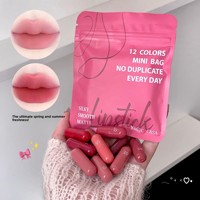 Coffret de 12 mini rouges à lèvres capsules transfrontalier, couleurs variées, format voyage, longue tenue, fini mat