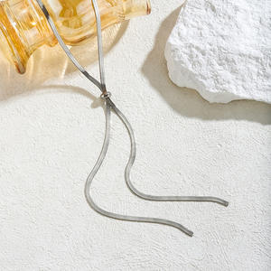 Стильное и элегантное двустороннее колье с эффектом премиум-класса, длинное и простое колье из нержавеющей стали, оптовая продажа от производителя - Product Image 4