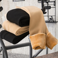 Leggings en velours chauds et épais pour femme TWCS, taille haute, extensibles, style décontracté, respirants, tricotés, mi-mollet, couleur unie avec lettres