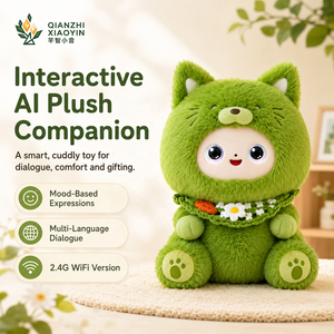 Peluche AI Chat Vert Assis, qui bouge la queue, avec collier Daisy, visage ABS, clonage vocal, 50+ langues, mémoire longue durée, WiFi 2.4G, CE - Product Image 1