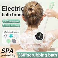 Écran d'affichage intelligent, brosse de bain électrique détachable, brosse de bain multifonctionnelle USB étanche pour la maison et l'hôtel