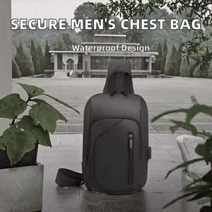 Bolso Bandolera de Piel Sintética PVC para Hombre, Estilo Casual, para Viajes y Negocios, Impermeable, Ligero, con Puerto USB para Carga - Product Image 2