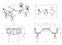 Table à manger moderne 4 places chaises durables nouvelle école Restaurant cafétéria hôtel hôpital ensembles de meubles pour l'utilisation de la cantine de panneau