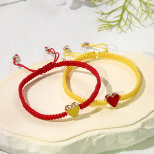 Heart Shaped <b>Couple</b> <b>Bracelet</b> Set Adjustable Hand Woven Surfer Style For Women Jewelry Anniversary Gift - Product Image 2