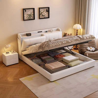 Un lit double moderne, haut de gamme et multifonctionnel avec tiroir de rangement et rembourrage doux pour la chambre principale.