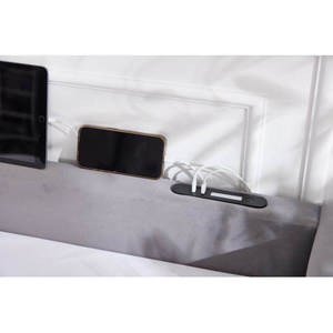 Upholstered Adjustable Daybed with Trundle <b>Queen</b> <b>Size</b> Rosewood Frame Modern Diamond Grid Design for Bedroom - Product Image 3