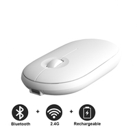 Souris d'ordinateur sans fil OEM personnalisée bon marché silencieuse rechargeable 2.4Ghz + BT pour Windows / IOS / Android