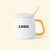 Tasses à café en céramique émaillée personnalisées de 12 oz avec couvercle et cuillère pour la maison – Vente en gros